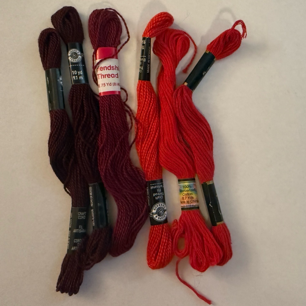 Embroidery Floss Friendship Yarn Craft Thread Set in Red and Maroon Shades